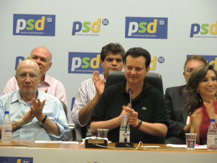 Henrique Meirelles, Gilberto Kassab e Dárcy Vera durante encontro em Ribeirão Preto